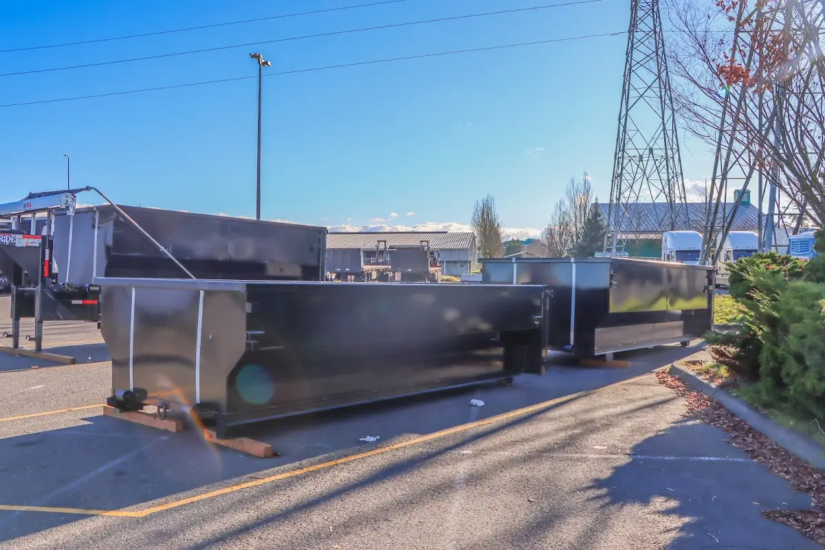 Roll-off dumpster ready for waste disposal at job site for 4 Yard Dumpster Rental in Lone Grove